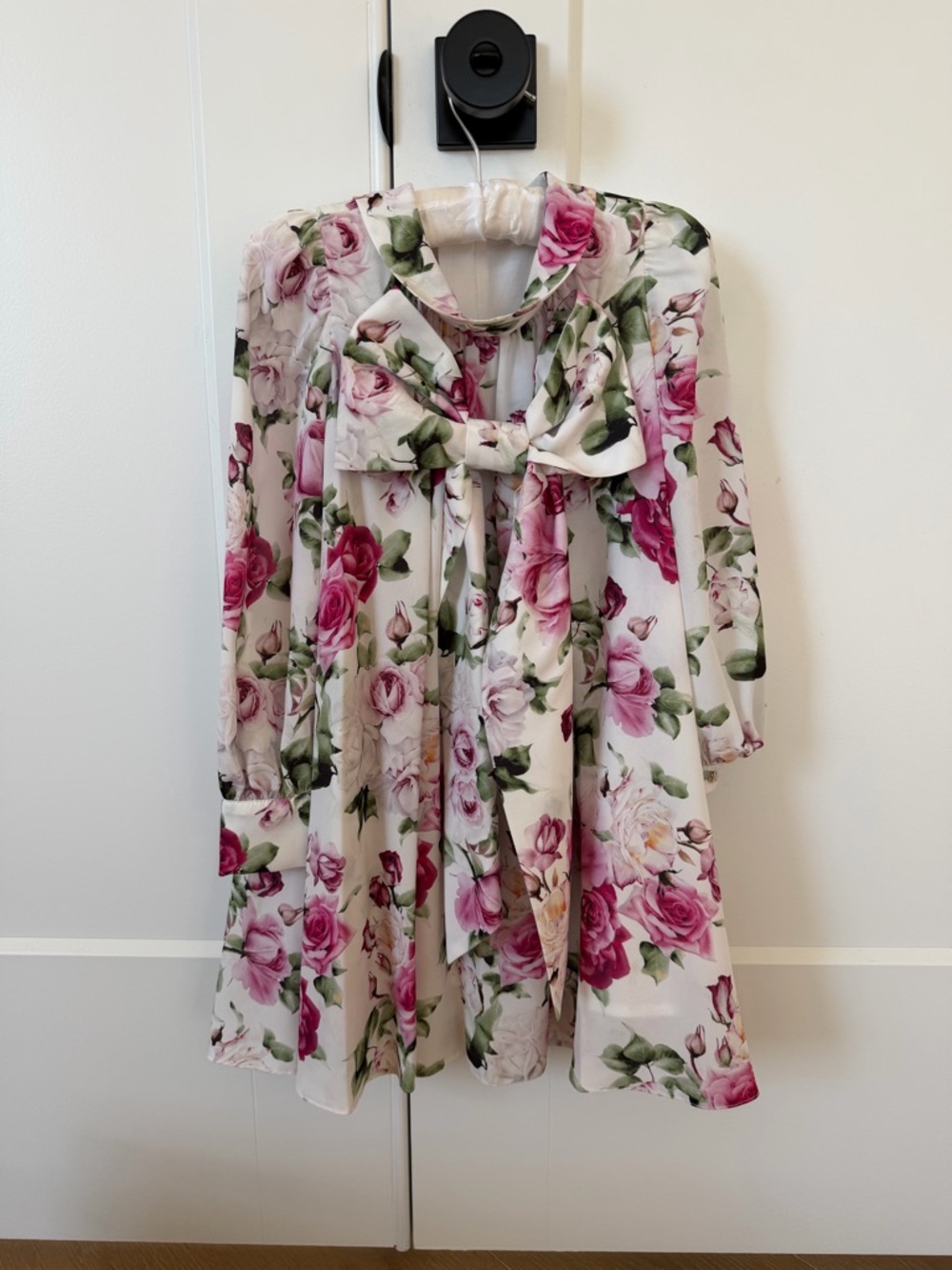 Girls' Cream Floral Bow-Tie Formal Dress